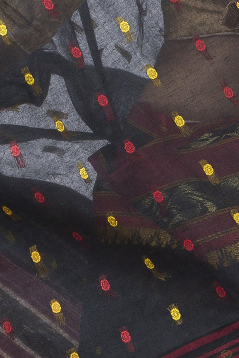 Beige Pure Cotton Alpona Tant Saree (192)